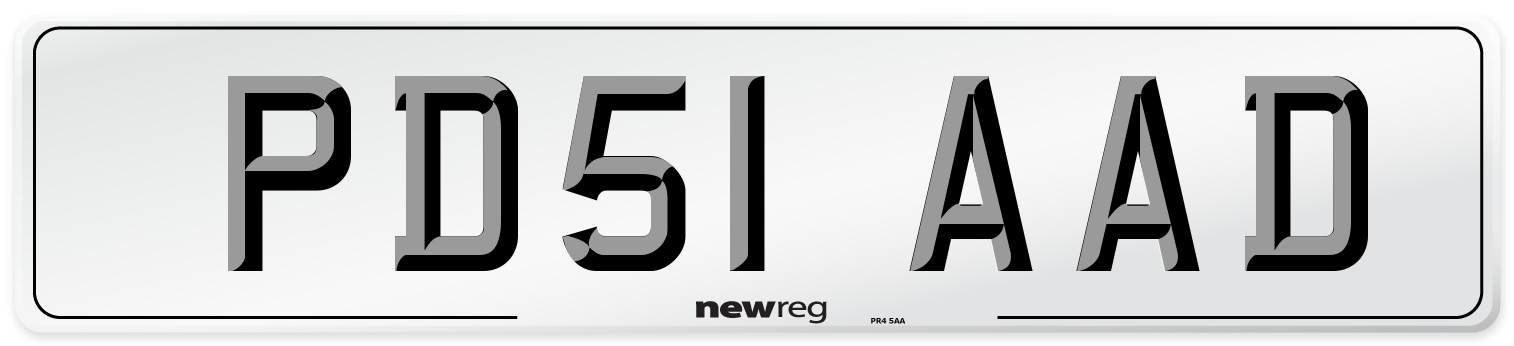PD51 AAD Number Plate from New Reg